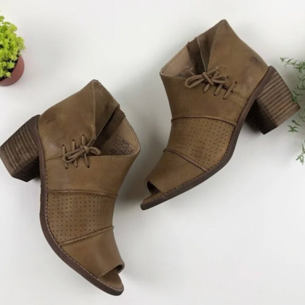 Roan Katherine Open Toe Tan Leather Heel Bootie